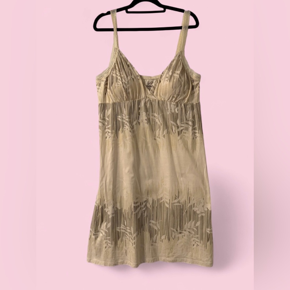 Currants Cream Lace Trim Y2K Slip Dress w/ Lined Bust Size XL